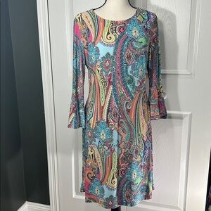 Colorful Paisley Bell Sleeved Dress by TOMMY HILFIGER Size 8